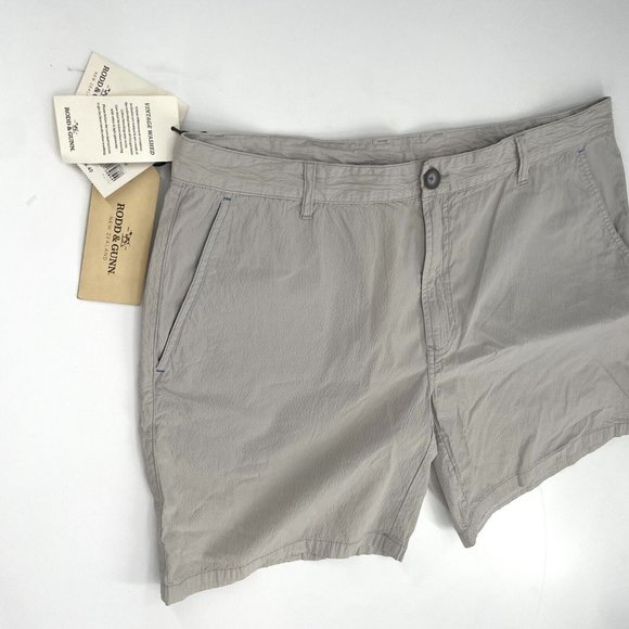 Mens 40 Rodd & Gunn Reef Fit Beige Cotton Elastane Stretch 7" Shorts Grey - Picture 2 of 8